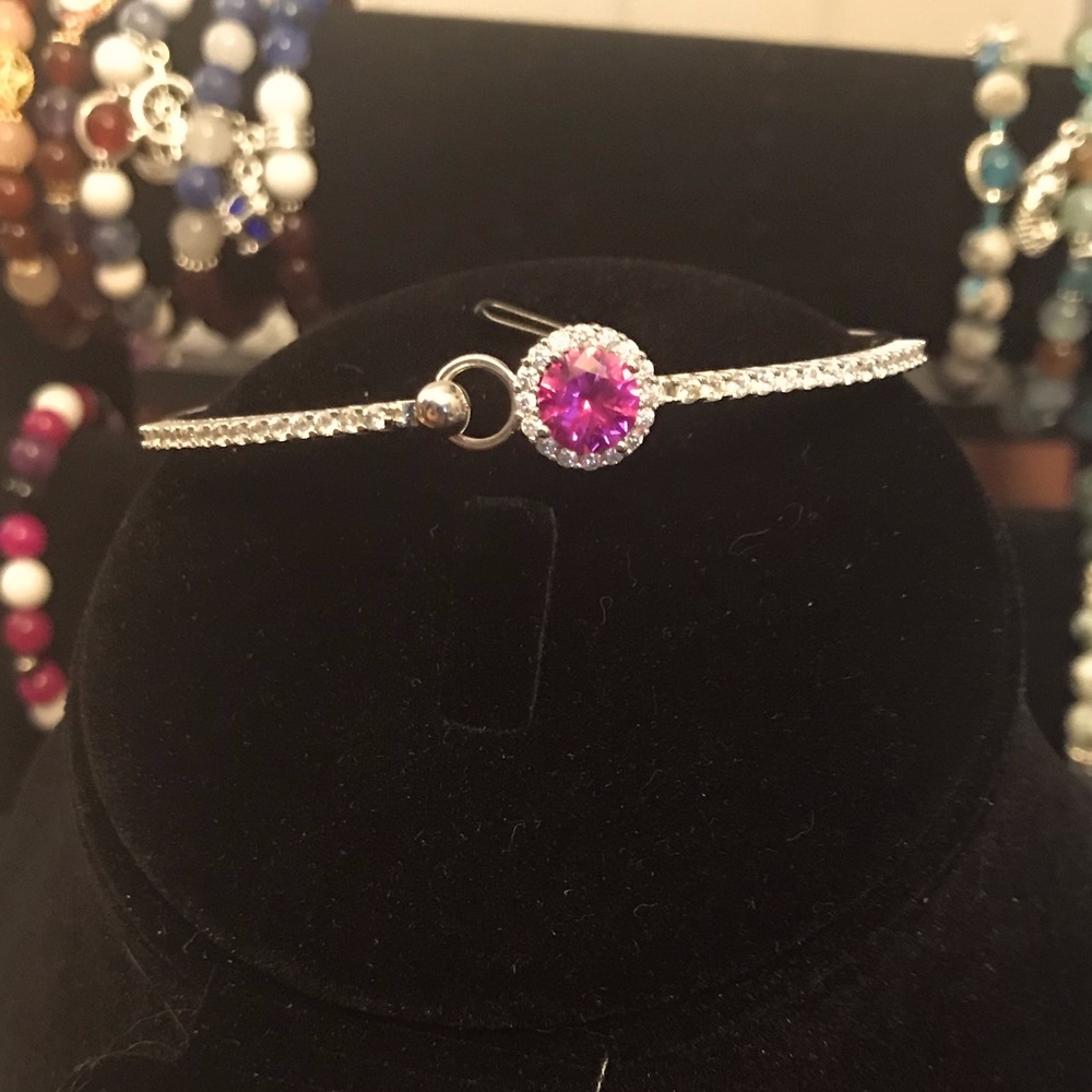 Closet Clearout: Pink Moissanite sterling silver 925 oval bangle